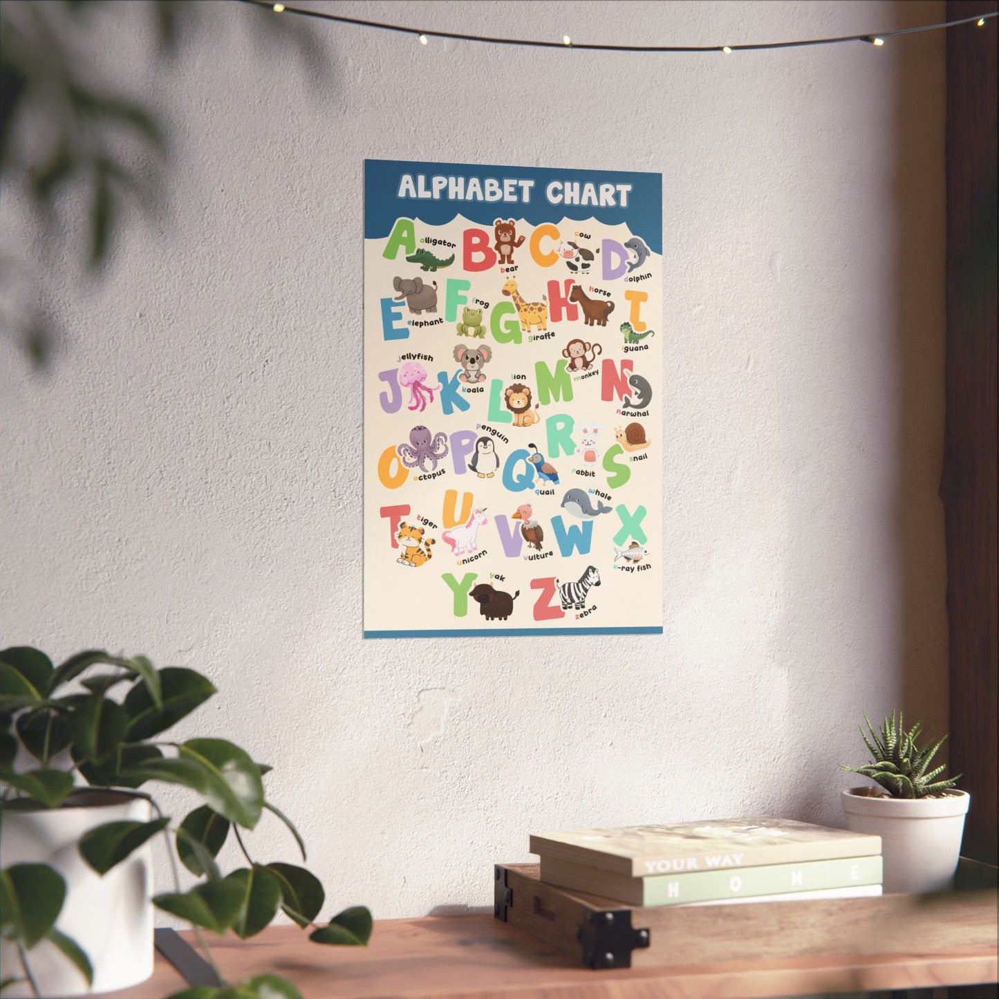 Colorful and Fun Animal Alphabet Poster - Blue