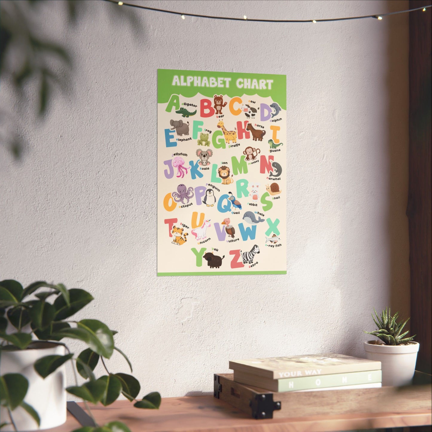 Colorful and Fun Animal Alphabet Poster - Green
