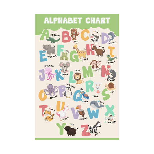 Colorful and Fun Animal Alphabet Poster - Green