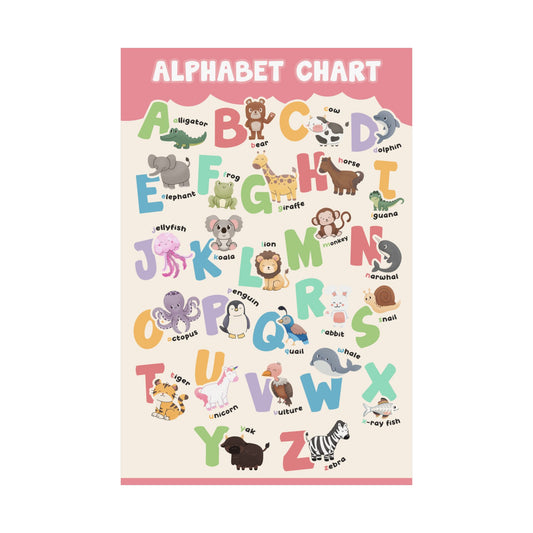 Colorful and Fun Animal Alphabet Poster - Red