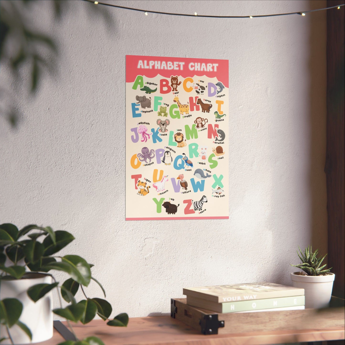 Colorful and Fun Animal Alphabet Poster - Red