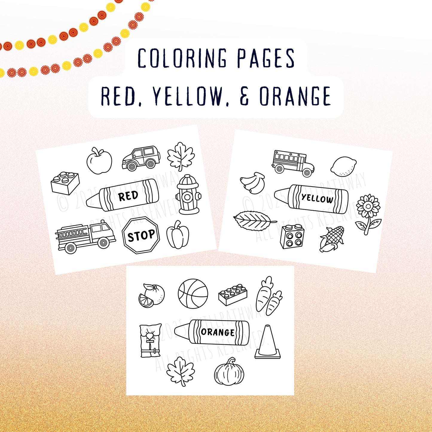 Coloring Pages – Red, Yellow, and Orange