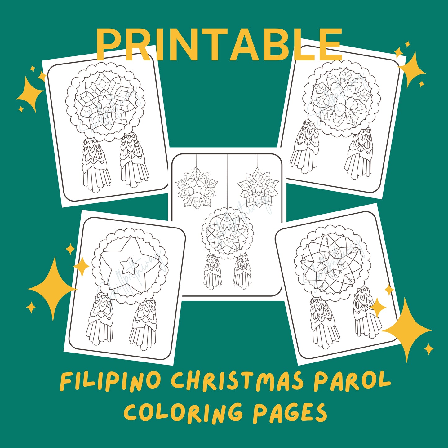 A Collection of 5 Filipino Christmas Parol Coloring Pages