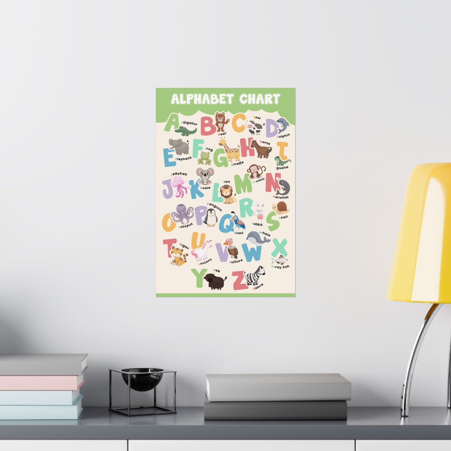 Colorful and Fun Animal Alphabet Poster - Green