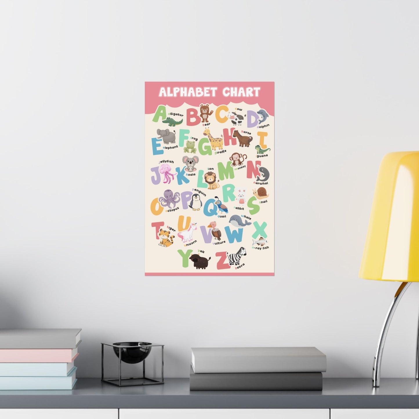 Colorful and Fun Animal Alphabet Poster - Red