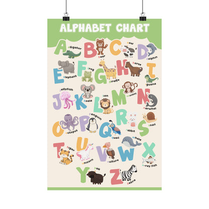 Colorful and Fun Animal Alphabet Poster - Green