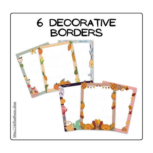 BUNDLE! Decorative Borders (6 Designs) | August–November Page Frames
