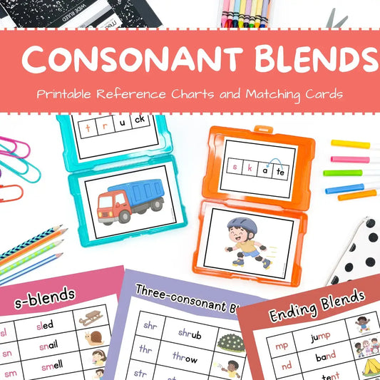 Consonant Blend Reference Charts and Matching Cards