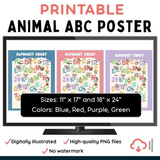 Printable Animal ABC Poster – Alphabet Wall Art