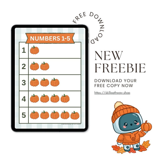 Free Numbers 1-5 Chart for Kids | Fall Printable Early Math Resource