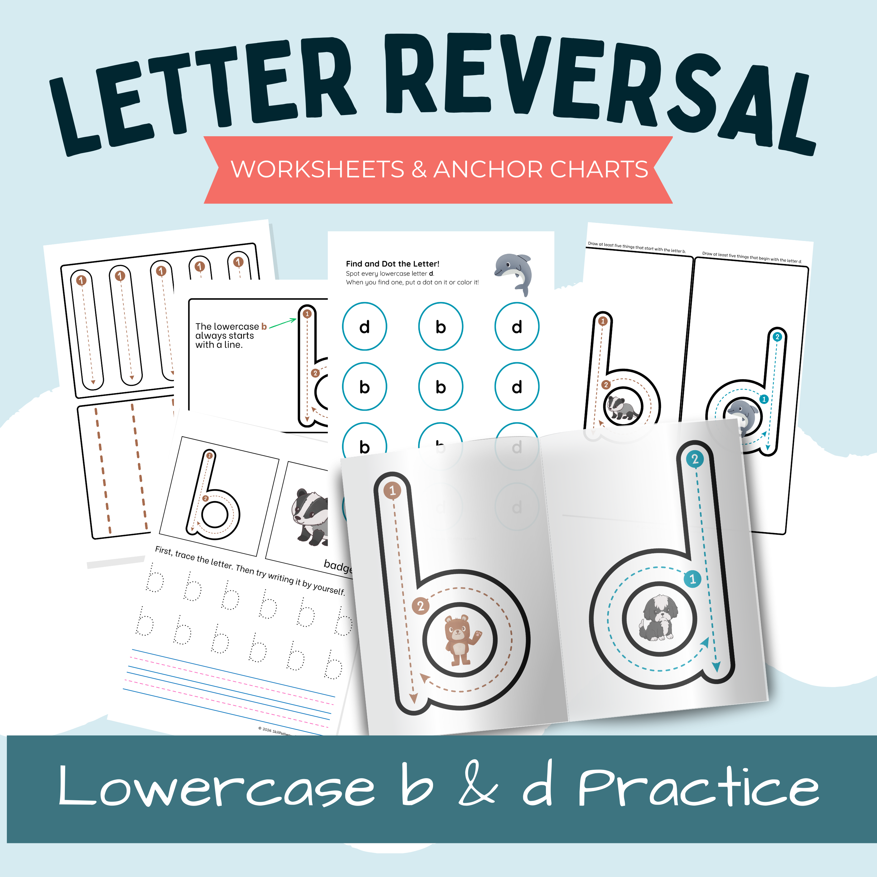 Letter Reversal Worksheets | Lowercase b & d Practice | Kindergarten & 1st Grade