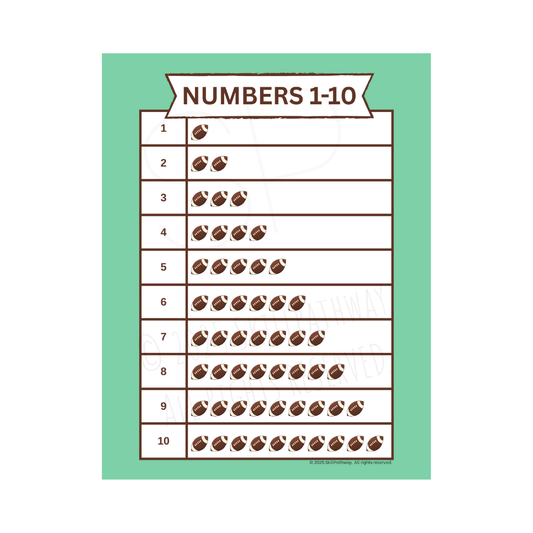 Football Numbers 1-10 Chart | Sports-Themed Printable Chart for Kids