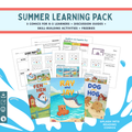 Summer learning pack with comic books and educational materials for K-2 learners.