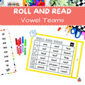 Educational game for learning vowel teams with dice and word cards.