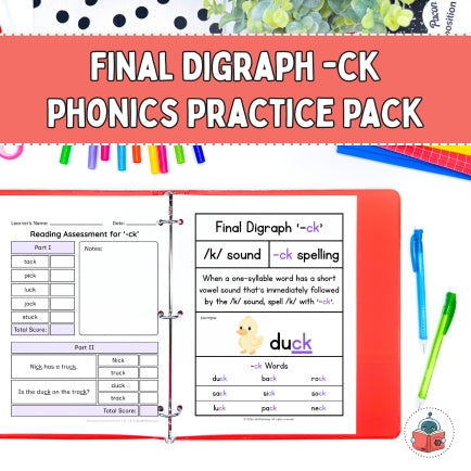 Final Digraph -ck Phonics Practice Pack