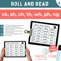 Educational game for practicing reading words with specific phonetic sounds, held by a person.